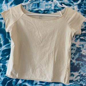 Pastel yellow off the shoulder John galt crop top